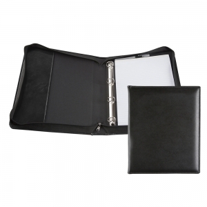 Leather A4 Zipped Ring Binder With Coordinating Leather Interior Pockets